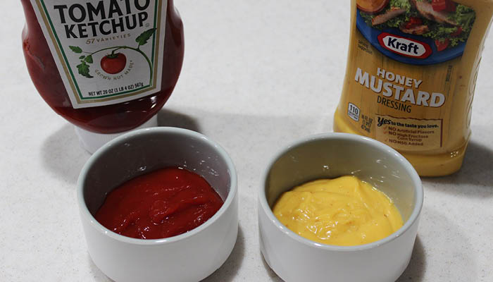 Ketchup and honey mustard
