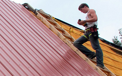 Young Male Climbing Ladder
