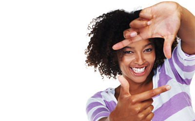Woman Making Snapshot With Fingers