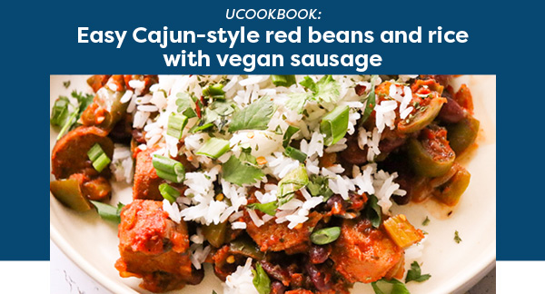 UCookbook: Easy Cajun-style red beans and rice with vegan sausage