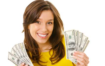 Female Student Holding Money