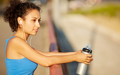 Female Student Taking Exercise Break